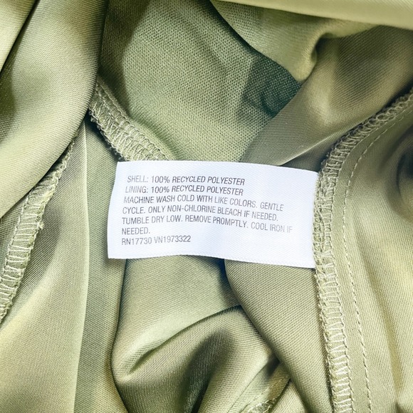 Wild Fable Olive Green Satin Slip Asymmetrical Ruffle Midi Dress Size L - Picture 6 of 6